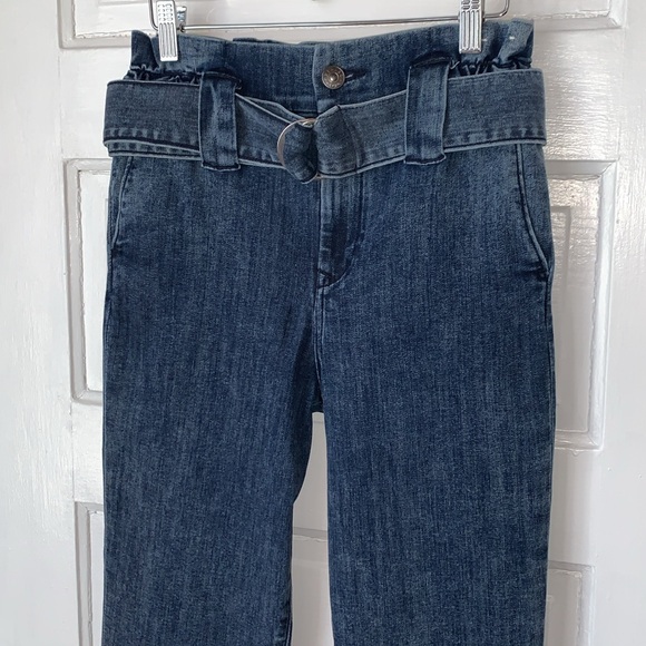 EXPRESS SUPER HIGH RISE ANKLE BELTED PAPER BAG JEANS - Picture 3 of 9